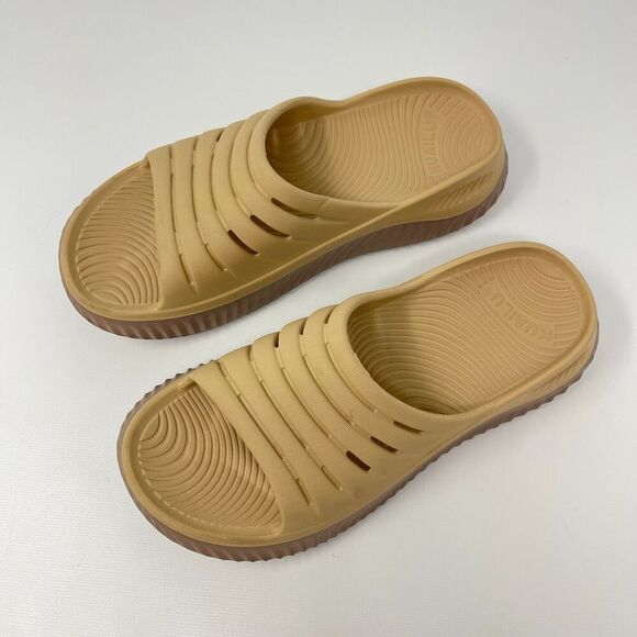 Kuailu Recovery Slides Sandals Tan Brown Cushioned Arch Support Women’s Size 9 - Picture 2 of 11